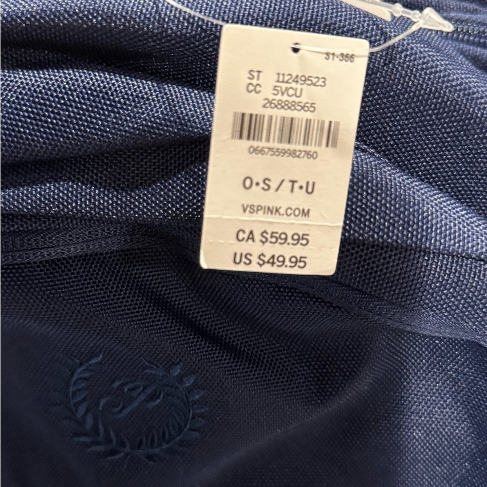 VS PINK Ivy Classic Canvas Backpack Midnight Navy w/tags NEW - Picture 7 of 7